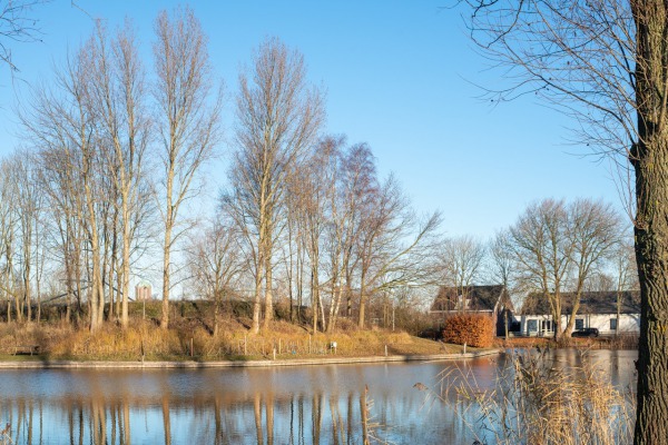 Fort Kudelstaart, met op de achtergrond de watertoren van Aalsmeer (foto Theo Baart).