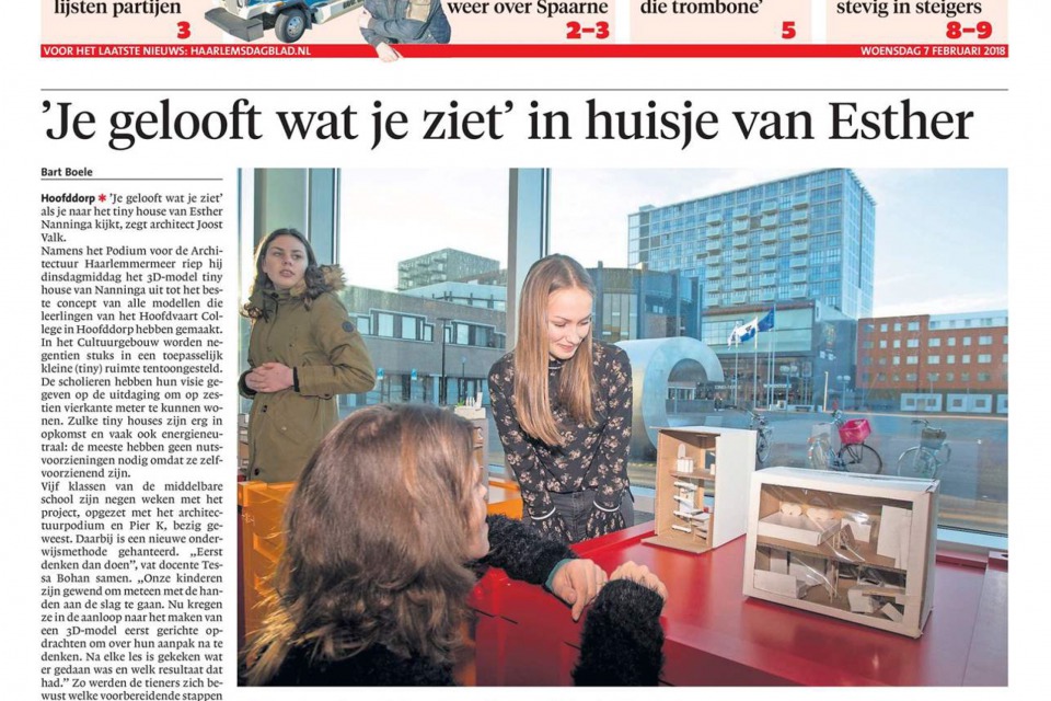 Artikel Haarlems Dagblad over expositie Tiny Houses